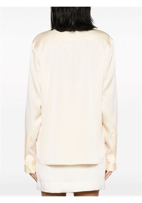 Cream pussy bow-collar satin blouse - women ALEX PERRY | T191CRM